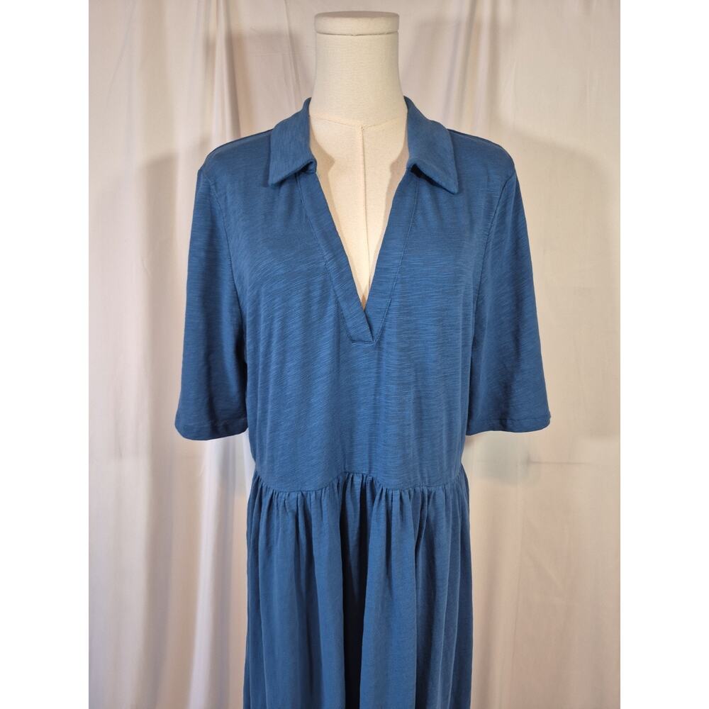 Boden Aria Collared Blue Cotton Midi Dress US 12 - Picture 3 of 11
